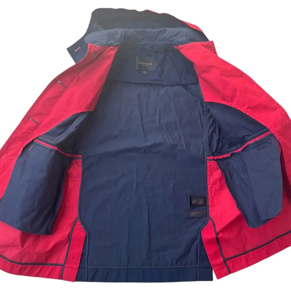 Coach 100% Cotton Colorblock Hooded Jacket Coat Sz M As-is
